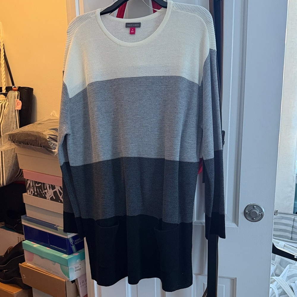 Vince Camuto Women's Colorblock Sweater - Cream, Gray, Black